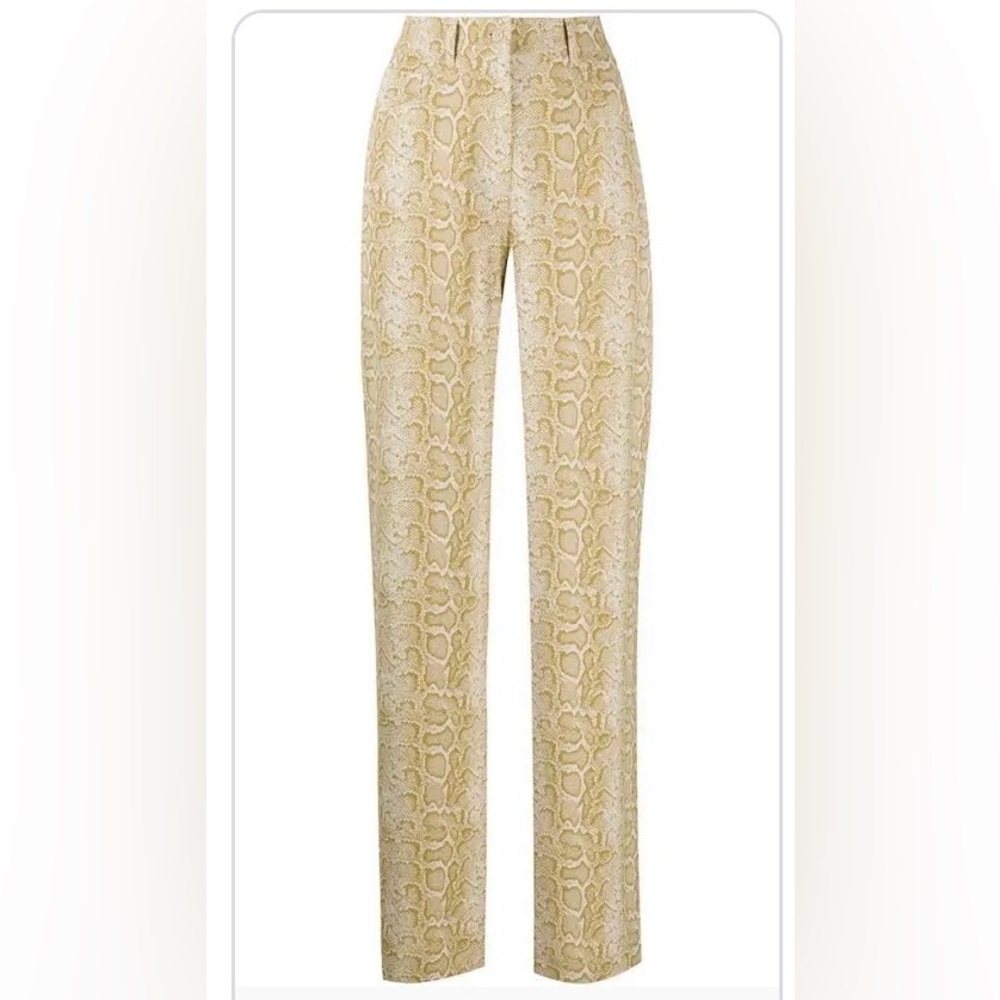 Nanushka‎ Beige and Cream SnakeSkin Patterned Drew Pants NWOT
